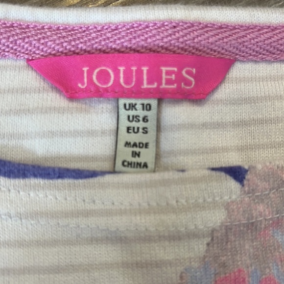 JOULES Riviera White Beau Stripe Printed Jersey T-Shirt Dress (in Size S) - Picture 3 of 5